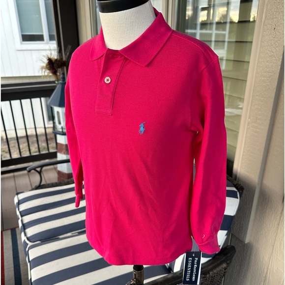 Polo Ralph Lauren Other - POLO Ralph Lauren NWT Boys Long Sleeve Fuchsia Cotton Pique Knit Shirt - Size 5